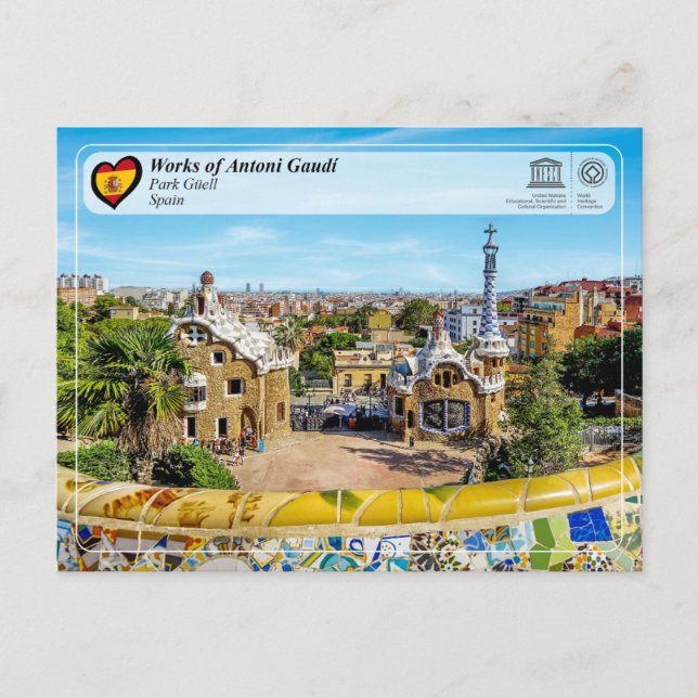 Carte Postale UNESCO WHS - Antoni Gaudí - Parc Güell (Devant)