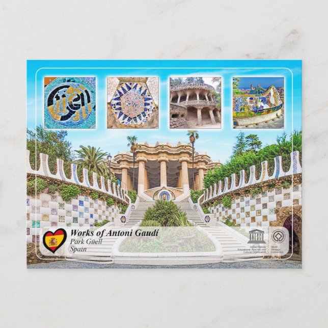 Carte Postale UNESCO WHS - Antoni Gaudí - Parc Güell (Devant)