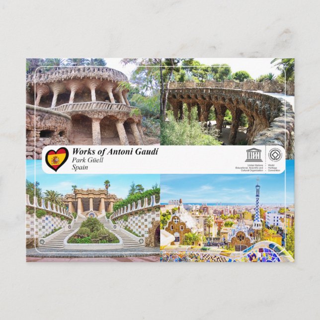 Carte Postale UNESCO WHS - Antoni Gaudí - Parc Güell (Devant)