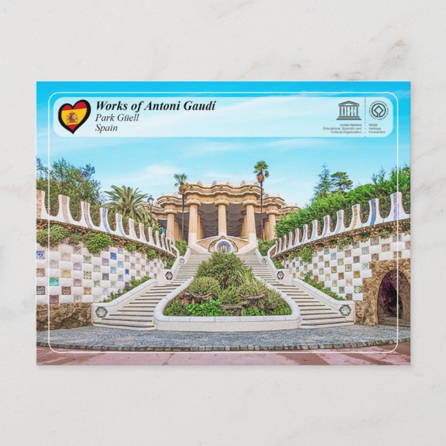 Carte Postale UNESCO WHS - Antoni Gaudí - Parc Güell (Devant)
