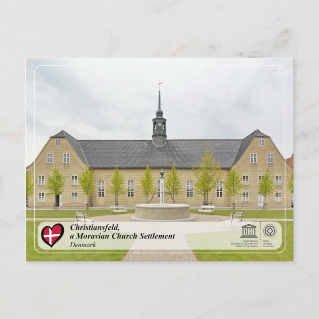 Carte Postale UNESCO WHS - Christiansfeld - Église morave (Devant)