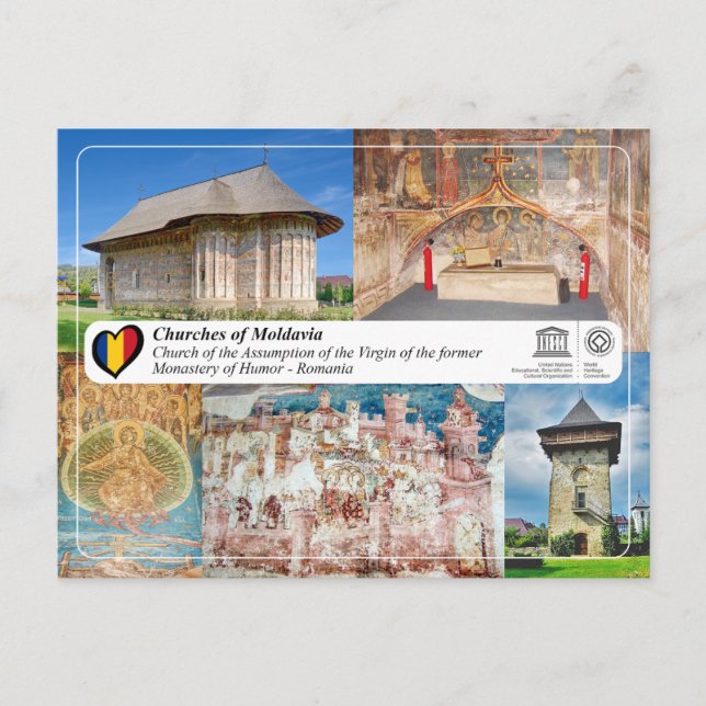 Carte Postale UNESCO WHS - Églises de Moldavie - Humor (Devant)