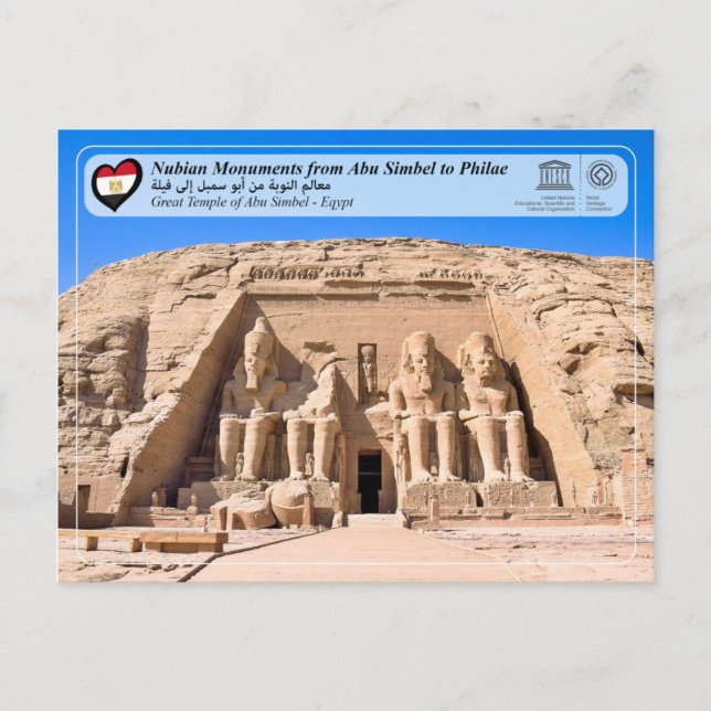 Carte Postale UNESCO WHS - Monuments Nubiens - Abu Simbel (Devant)