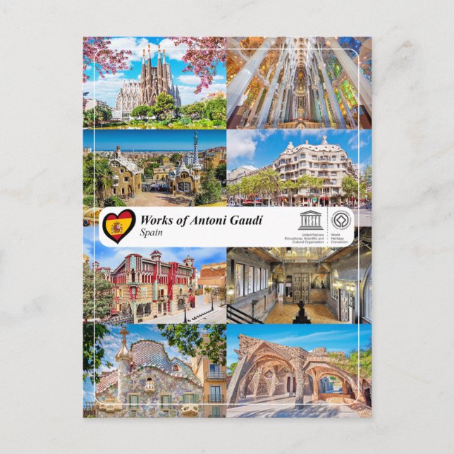 Carte Postale UNESCO WHS - OEuvres d'Antoni Gaudi (Devant)