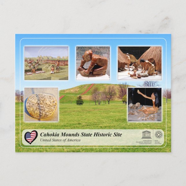 Carte Postale UNESCO WHS - Site historique d'état de Cahokia Mou (Devant)