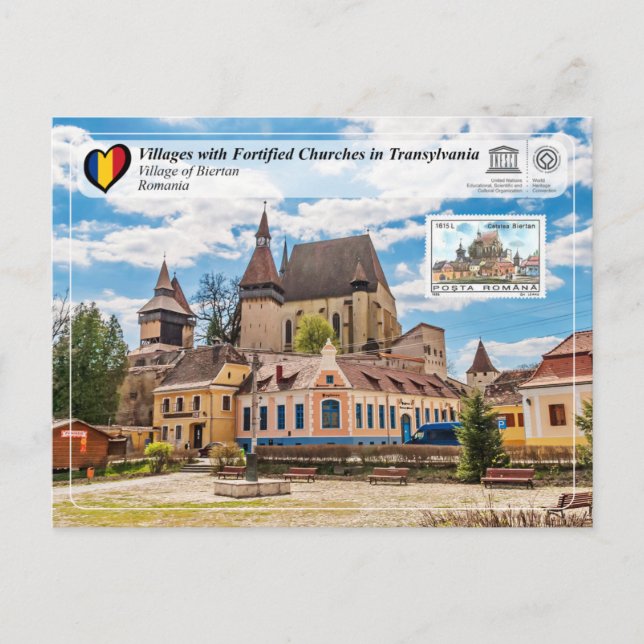 Carte Postale UNESCO WHS - Village de Biertan (Édition timbre) P (Devant)