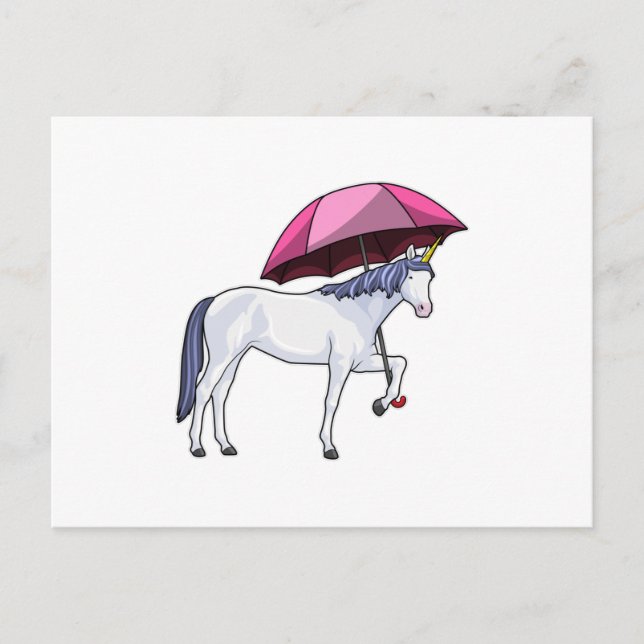 Carte Postale Unicorn avec Umbrella (Devant)