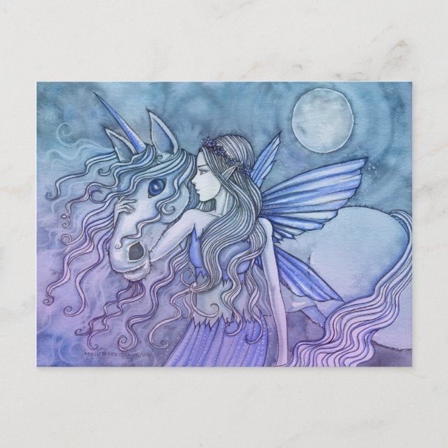 Carte postale Unicorn et Fairy par Molly Harrison (Devant)