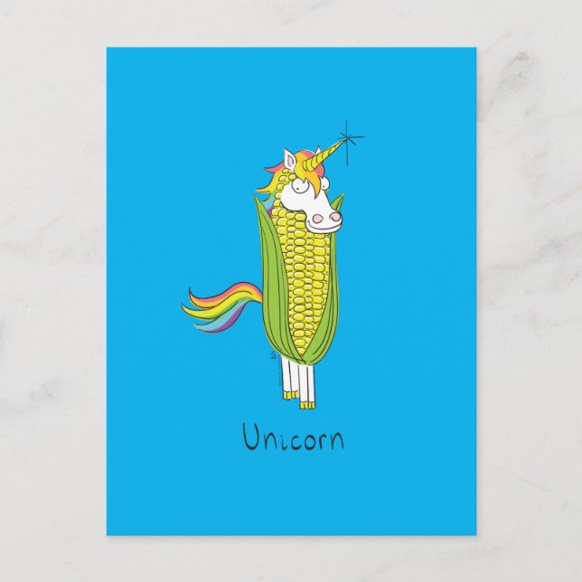 Carte postale Unicorn Funny Corn Corny (Devant)