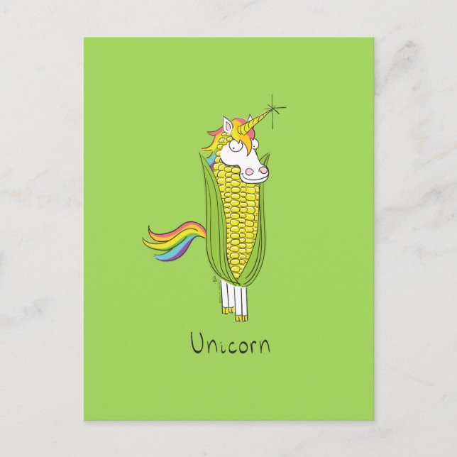 Carte postale Unicorn Funny Corn Corny (Devant)