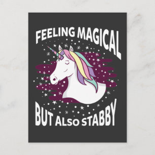 Carte Postale Unicorn Magique Stabby Sentiment Sarcastique Cheva