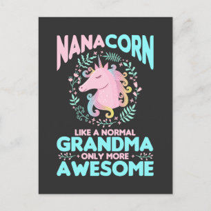 Carte Postale Unicorn Mythique Nana Horse Grand-mère Fête des mè