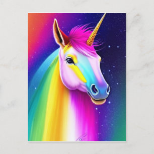 Carte postale Unicorn Rainbow Horse