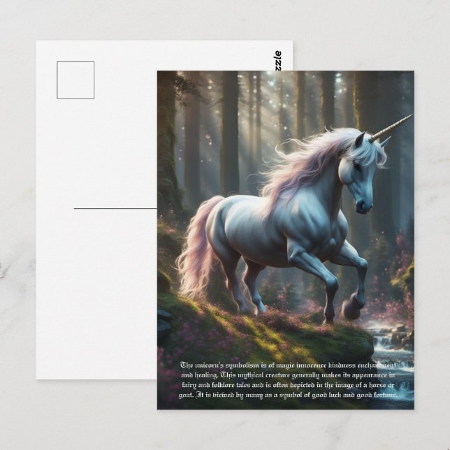 Carte Postale Unicorne (Devant / Derrière)