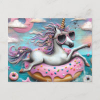 Unicorne adorable flottant sur une noix de Doughnu