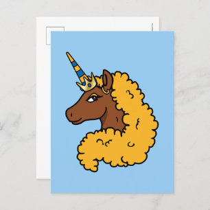 Carte Postale Unicorne Afro Jaune