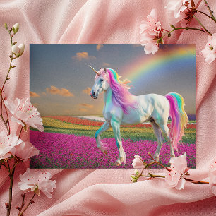 Carte Postale Unicorne arc-en-ciel