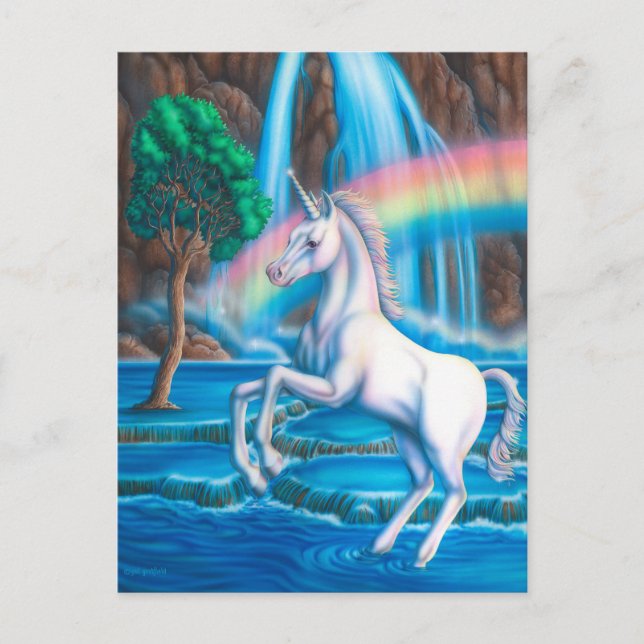 Carte Postale Unicorne arc-en-ciel (Devant)