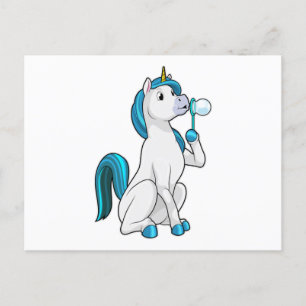 Carte Postale Unicorne avec bulles de savon