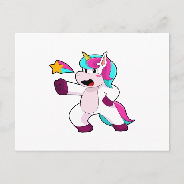 Carte Postale Unicorne avec étoile (Devant)