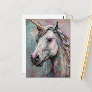 Carte Postale Unicorne bleu pourpre