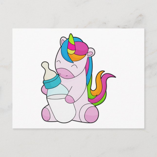 Carte Postale Unicorne Bouteille de lait (Devant)