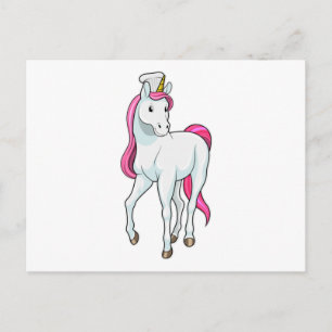 Carte Postale Unicorne comme Cuisinière avec casquette chef