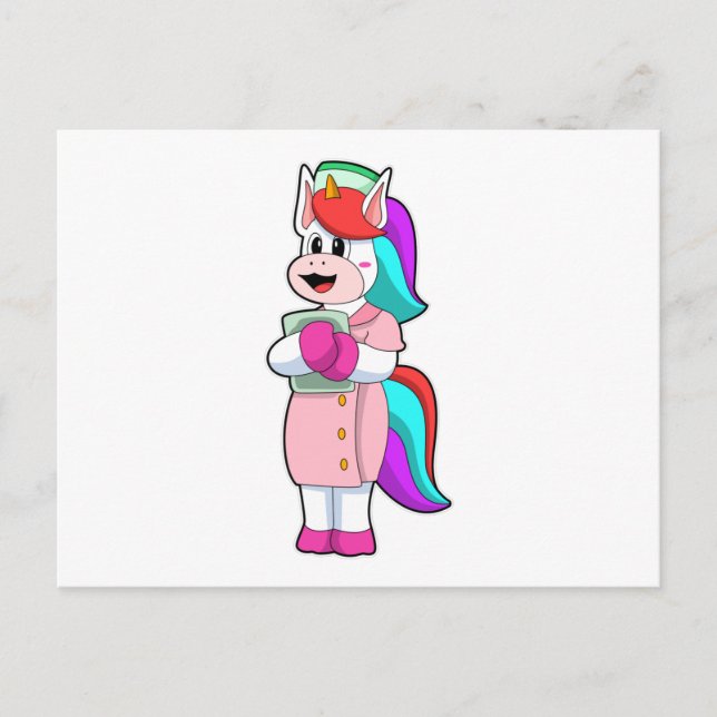 Carte Postale Unicorne comme infirmière (Devant)