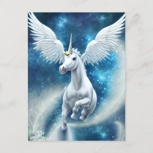 Carte Postale Unicorne dans l'air