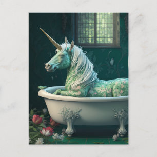 Carte Postale Unicorne dans une baignoire