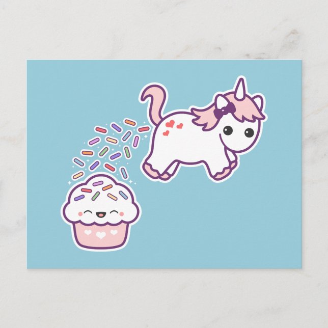 Carte Postale Unicorne drôle Pooping (Devant)