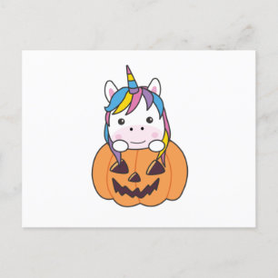 Carte Postale Unicorne En Citrouille Cute Unicorns Halloween Heu