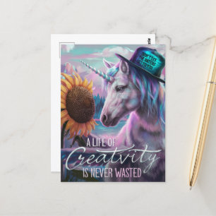 Carte Postale Unicorne et tournesol Une vie créative