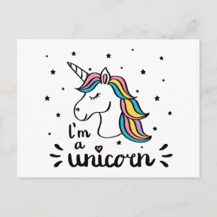 Carte Postale Unicorne Je suis une licorne