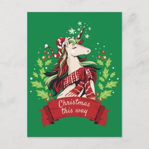 Carte Postale Unicorne magique de Noël