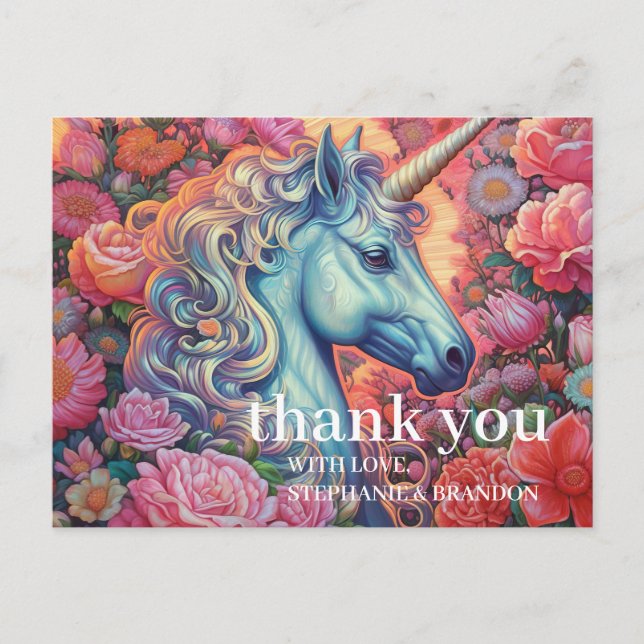 Carte Postale Unicorne magique Merci (Devant)