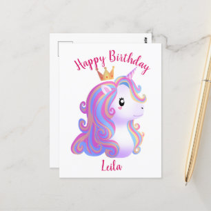 Carte Postale Unicorne rose magique