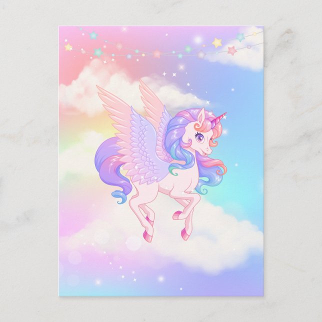 Carte Postale Unicorne rose violet (Devant)