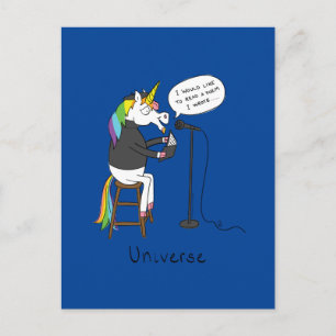 Carte Postale Unicorne Universe Lire Poésie Funny Postcard