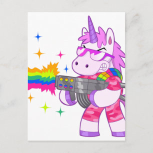 Carte Postale Unicorne violette - Arme à feu
