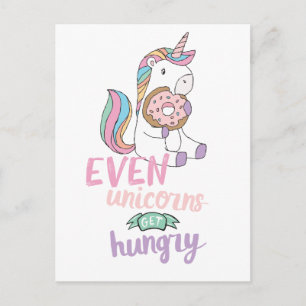 Carte Postale Unicornes affamées Unicorne colorée Art mignon