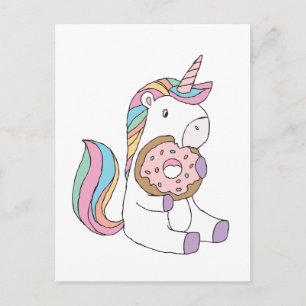Carte Postale Unicornes affamées Unicorne colorée Art mignon