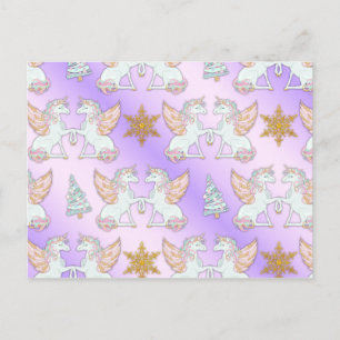 Carte Postale Unicornes de Noël Pastel Pink
