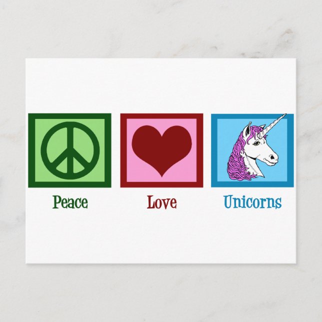 Carte Postale Unicornes Peace Love (Devant)