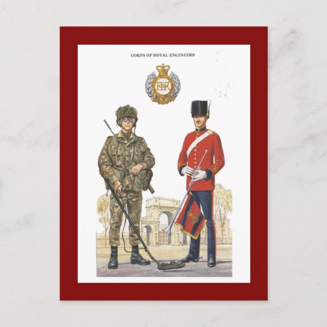 Carte Postale Uniformes militaires vintages, Royal Engineers (Devant)