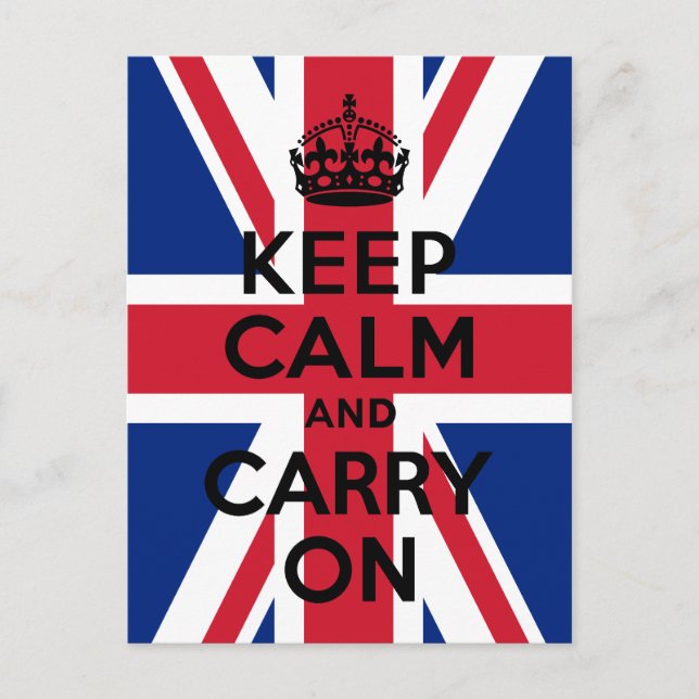 Carte Postale Union Jack Gardez votre calme et continuez (Devant)