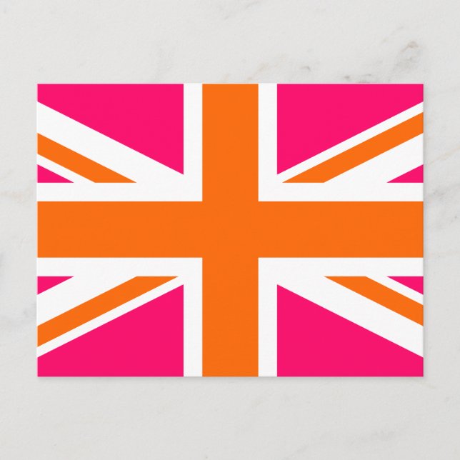 Carte Postale Union Jack rose et orange (Devant)