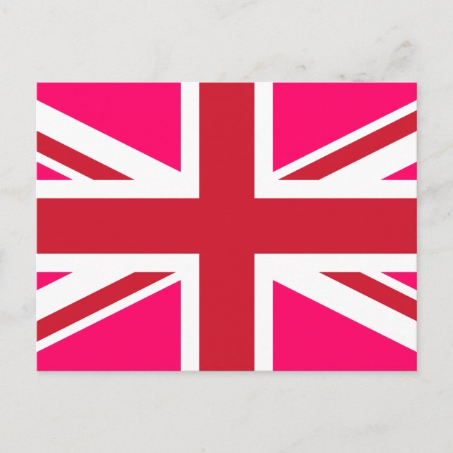 Carte Postale Union Jack rose et rouge (Devant)