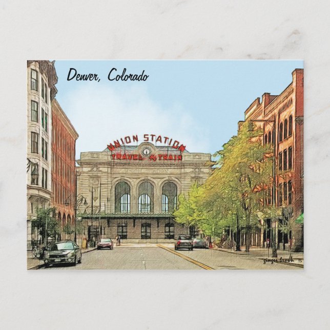 Carte Postale Union Station, Denver, CO, Voyage En Train (Devant)