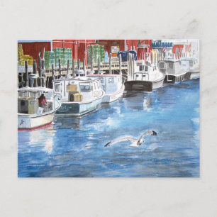 Carte Postale Union Wharf Portland, Maine Aquarelle